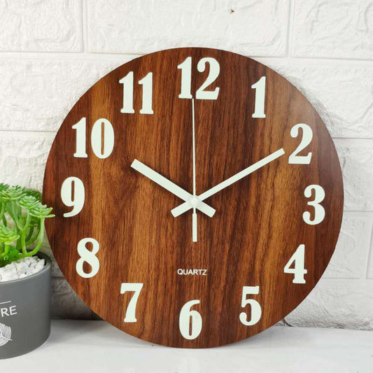 Lambent Wooden Clock - Analog Glow-In-The-Dark Timepiece