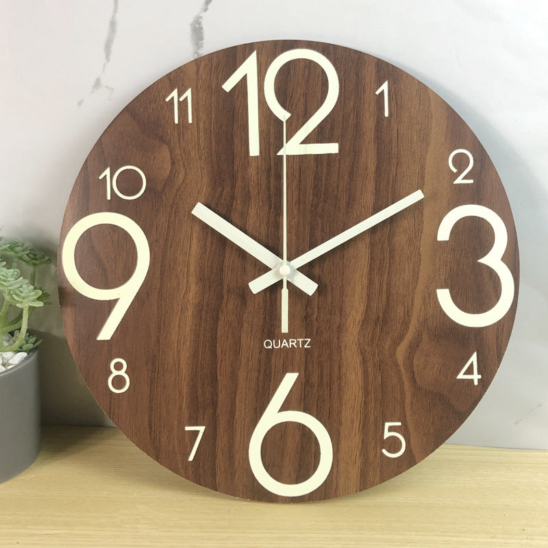 Lambent Wooden Clock - Analog Glow-In-The-Dark Timepiece