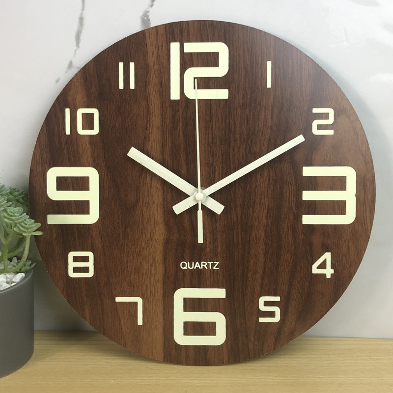 Lambent Wooden Clock - Analog Glow-In-The-Dark Timepiece